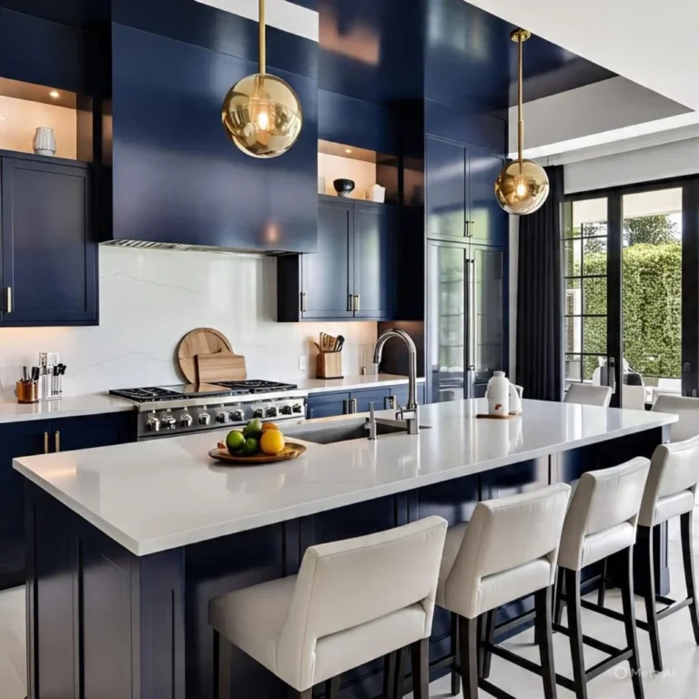 Navy blue kitchen cabinets in a 2025 Frederick, MD remodel.